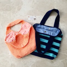 Hand-Knitted Tote Bag with Lining