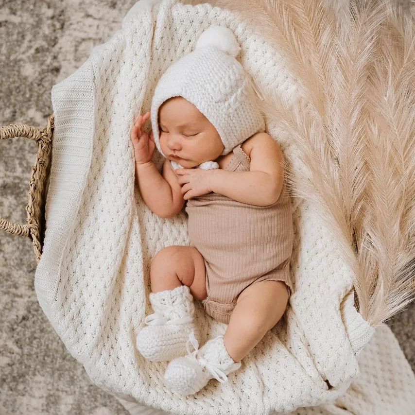 Merino Wool Bonnet & Booties