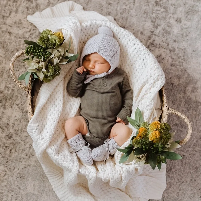 Merino Wool Bonnet & Booties